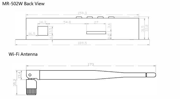 MR-502W controller dimensions